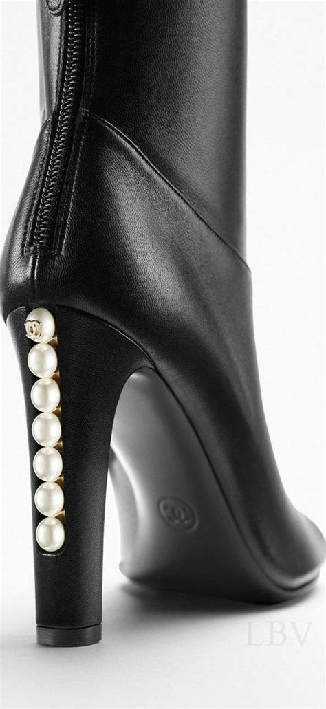 chanel boots with pearl heel.